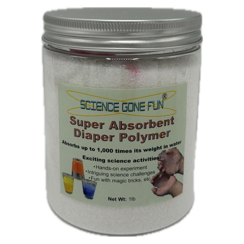 Science Gone Fun Educational Products - Superabsorbent Diaper Polymer 1 lb Sodium Polyacrylate -One Pound of The Superabsorbent Polymer. - Image 1