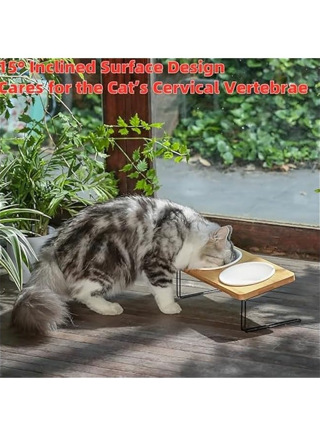 بيوينتي بيونتي اوعية طعام مرتفعة للقطط والكلاب، وعاء طعام للقطط والكلاب في الاماكن المغلقة، اطباق طعام مرتفعة مائلة 15 درجة، حامل ماء من الخيزران الصلب للقطط والجراء - Image 3