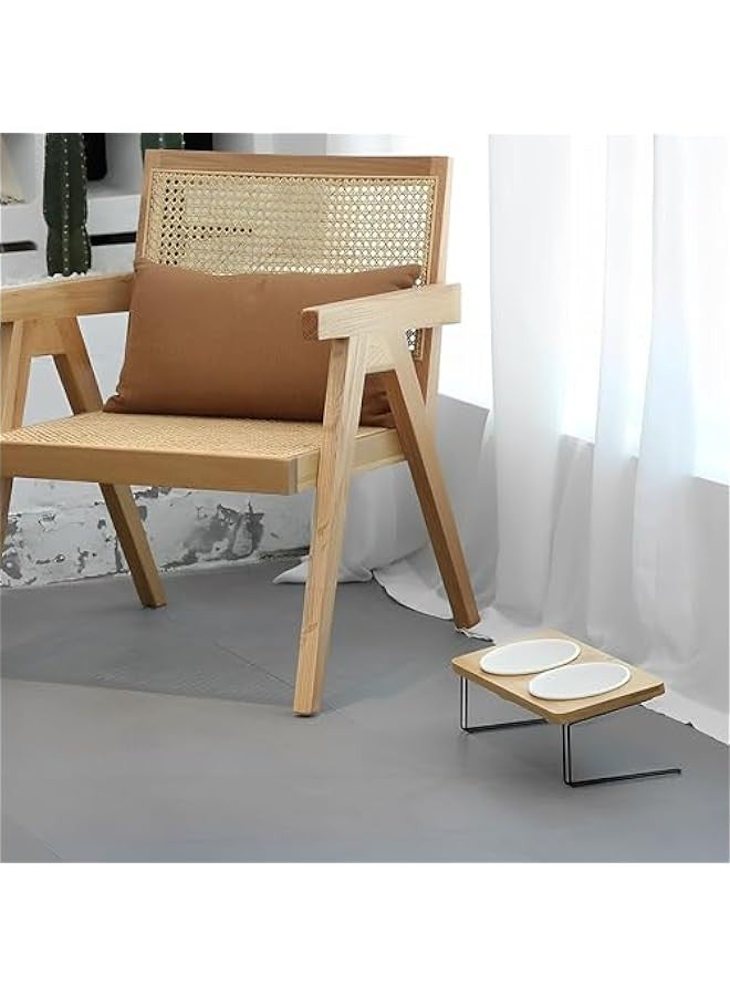 بيوينتي بيونتي اوعية طعام مرتفعة للقطط والكلاب، وعاء طعام للقطط والكلاب في الاماكن المغلقة، اطباق طعام مرتفعة مائلة 15 درجة، حامل ماء من الخيزران الصلب للقطط والجراء - Image 5