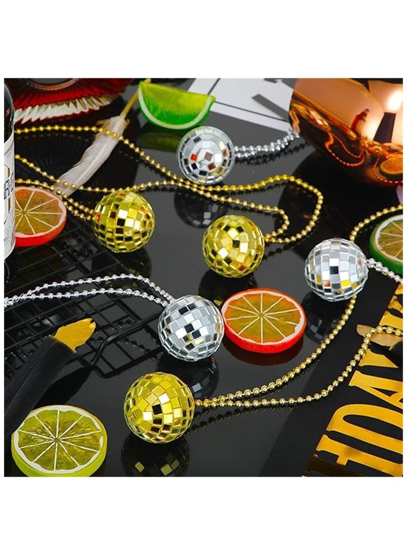 KASTWAVE Disco Necklace, Disco Ball Necklace Set – 12 Pcs of 70s Style Party Necklaces for Home Décor, 1.57 Inch Stage Props, Game Accessories, Ideal for School Festivals Party Supplies (Gold/Silver) - Image 4