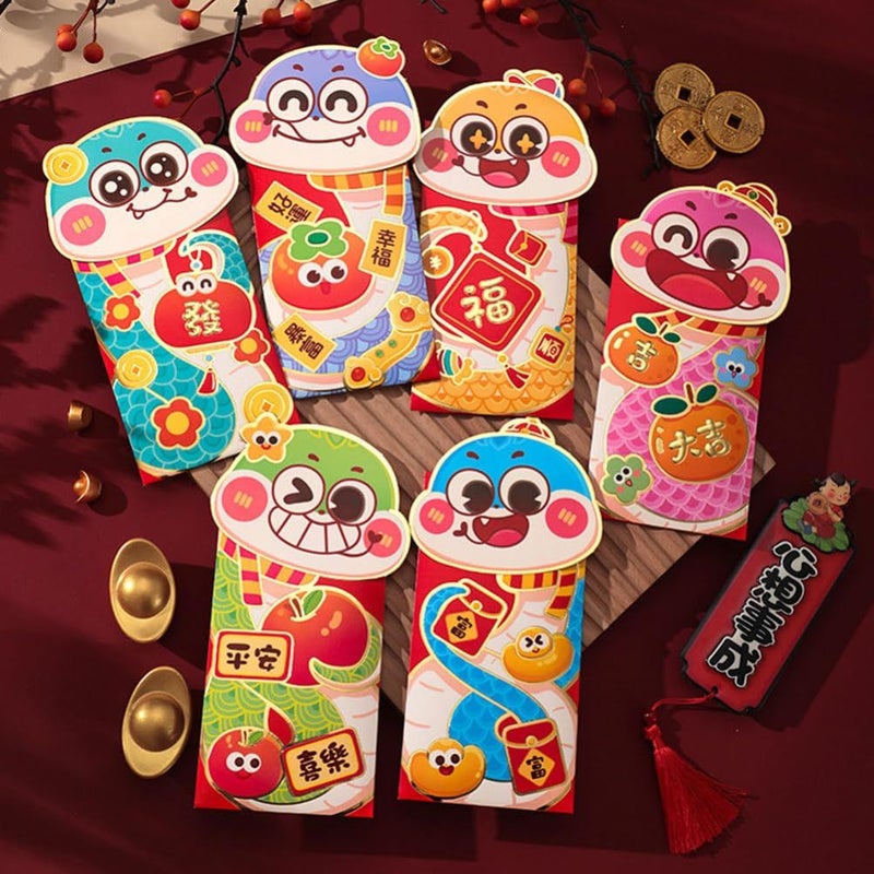 24 Chinese Red Envelopes For Lunar New Year Snake Traditional Lucky Money Packets - Image 4