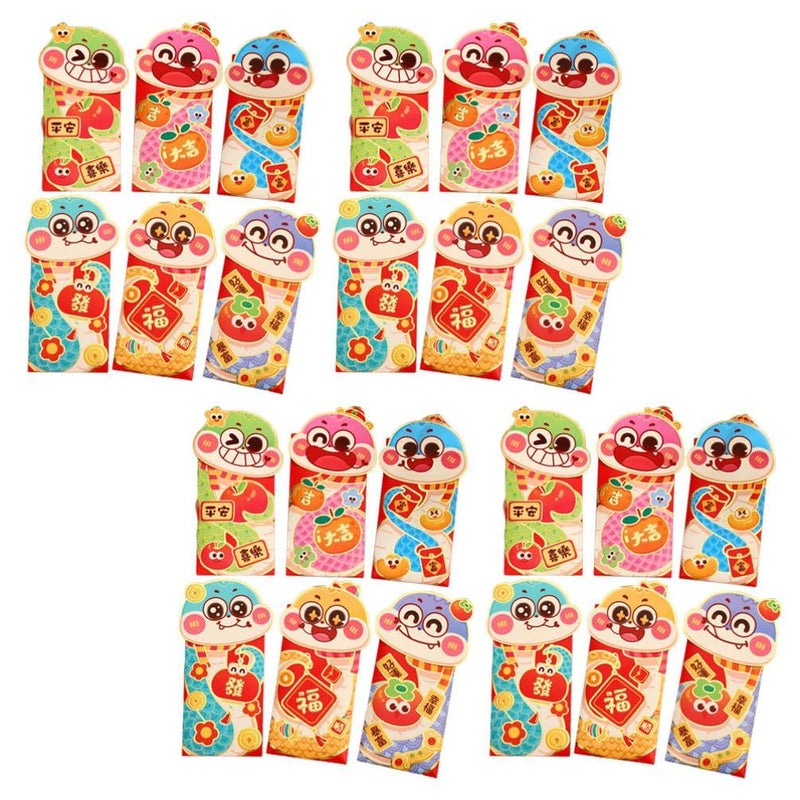24 Chinese Red Envelopes For Lunar New Year Snake Traditional Lucky Money Packets - Image 2