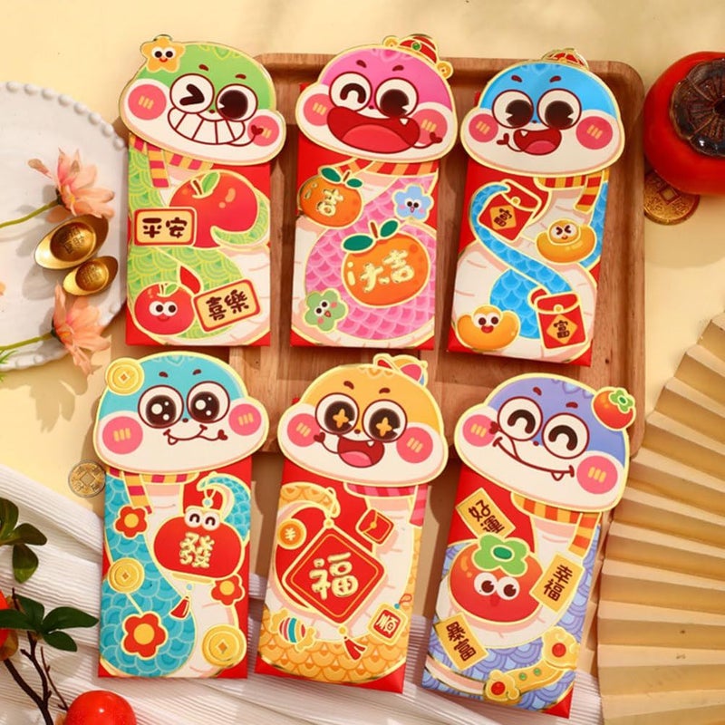 24 Chinese Red Envelopes For Lunar New Year Snake Traditional Lucky Money Packets - Image 5
