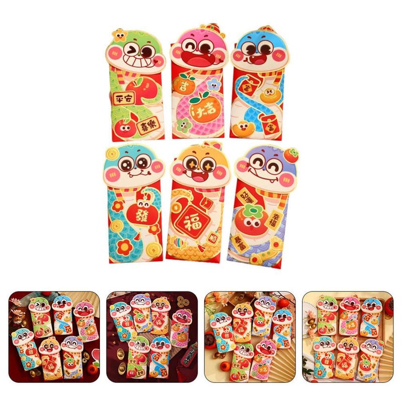 24 Chinese Red Envelopes For Lunar New Year Snake Traditional Lucky Money Packets - Image 3