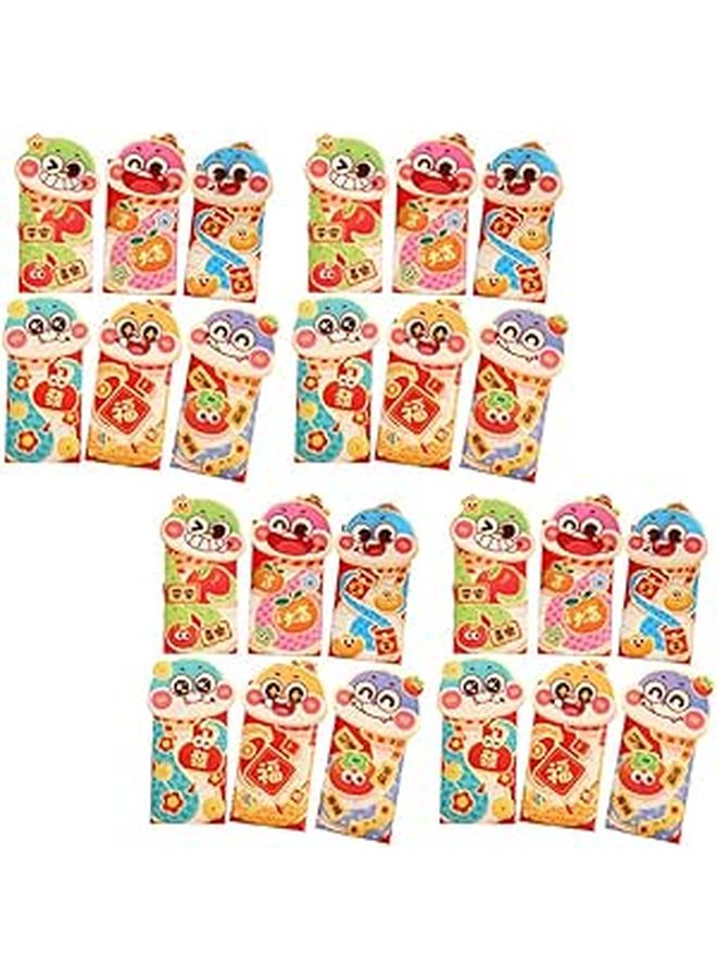 24 Chinese Red Envelopes For Lunar New Year Snake Traditional Lucky Money Packets - Image 1