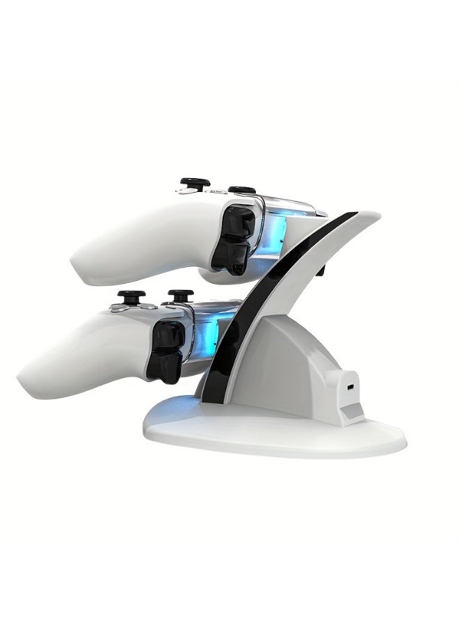 iplay Controller Charging Stand for PS5, Dual Charging Dock Station Charging P-5 Charger Dock for Playstation 5 with LED Indicators, Removable Base & Anti-Slip Pad for Sony PlayStation 5/PS5 Controller -Type-C Fast Charging（White） - Image 1