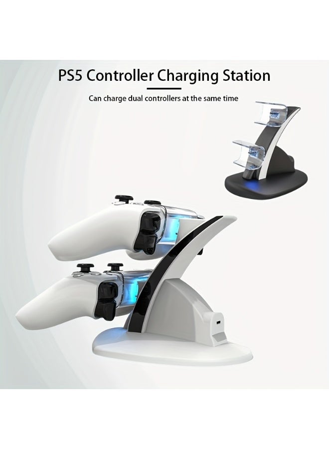 iplay Controller Charging Stand for PS5, Dual Charging Dock Station Charging P-5 Charger Dock for Playstation 5 with LED Indicators, Removable Base & Anti-Slip Pad for Sony PlayStation 5/PS5 Controller -Type-C Fast Charging（White） - Image 3