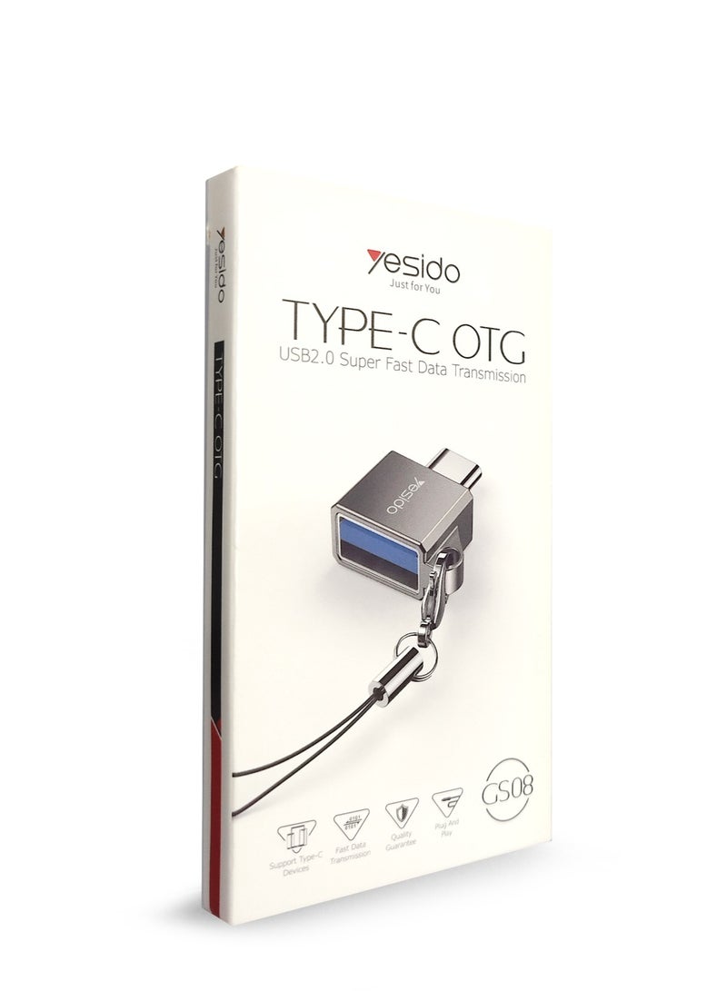 Yesido TYPE-C OTG USB 2.0 Super Fast Data Transmission GS08 Grey