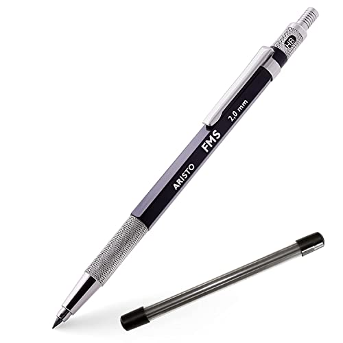 Aristo 2 mm Mechanical Clutch Lead Click Pen Pencil | 6 Leads | Matt Black | Hexagonal Body | FMS Series | Ideal for Smooth Writing Drafting Drawing Sketching Artist - Image 1