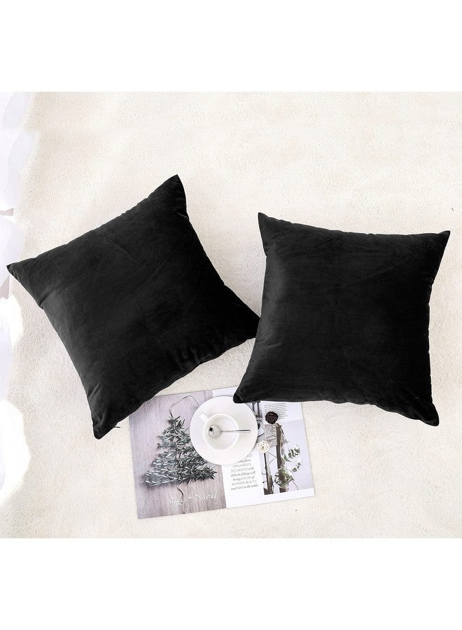 NiNi ALL Decorative Throw Pillow Covers Pack of 2 Velvet Throw Pillow Cases for Couch Pillows Cover Bedroom Living Room Outdoor, Pillow Covers 20x20 Inch Black - Image 2