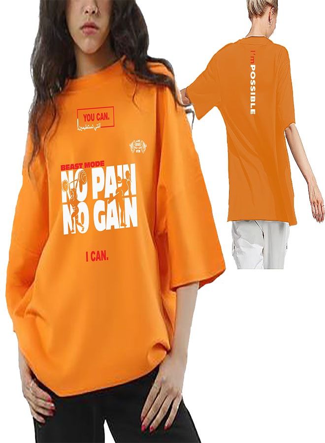 Genérico Women's Oversize T-shirt - No Pain No Gain Printed for exercise, gym and bodybuilding 005  - Image 1