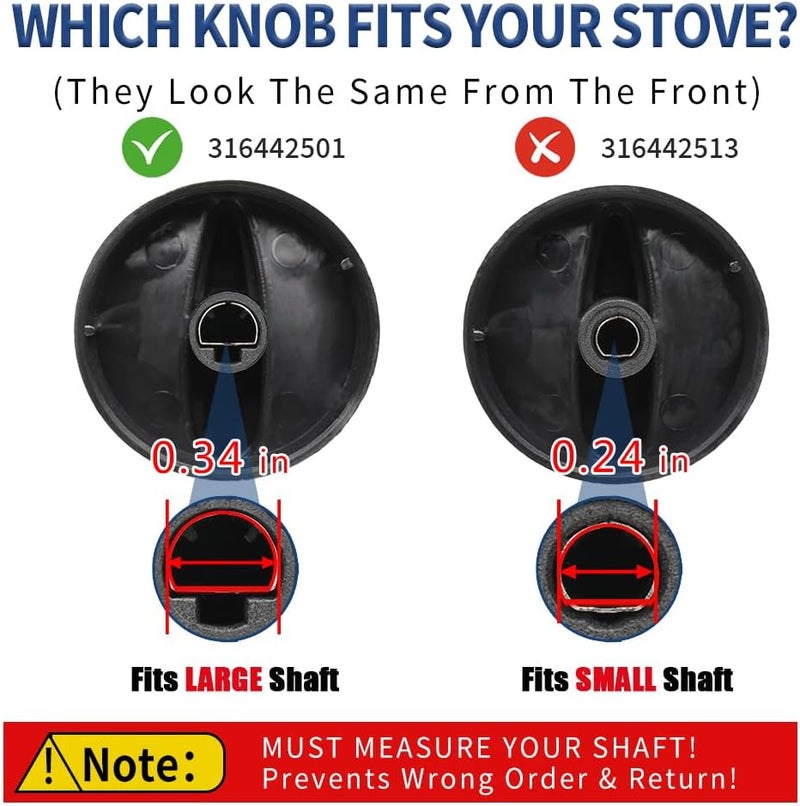 Reyhoar Upgraded 4Pcs 316442501 Range Surface Control Knob Black, Burner Knob Fit for Frigidaire, Kenmore, Sears Gas Ranges - Replaces 1170795, AP3906091, PS1152491 - Image 4