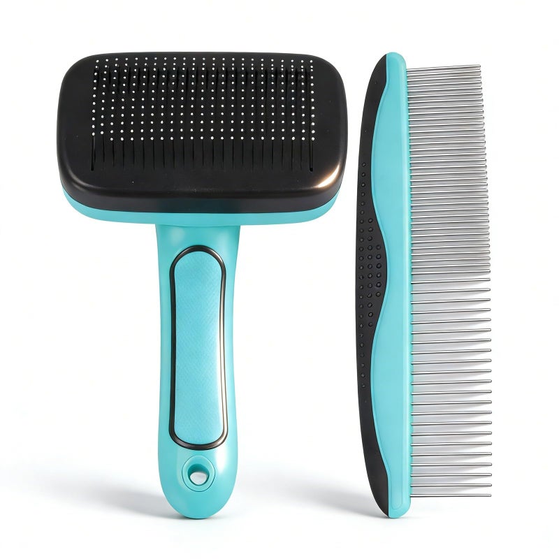 Multifunctional Pet Slicker Brush with One Button Cleaning Stainless Steel for All Dog Sizes - Image 2