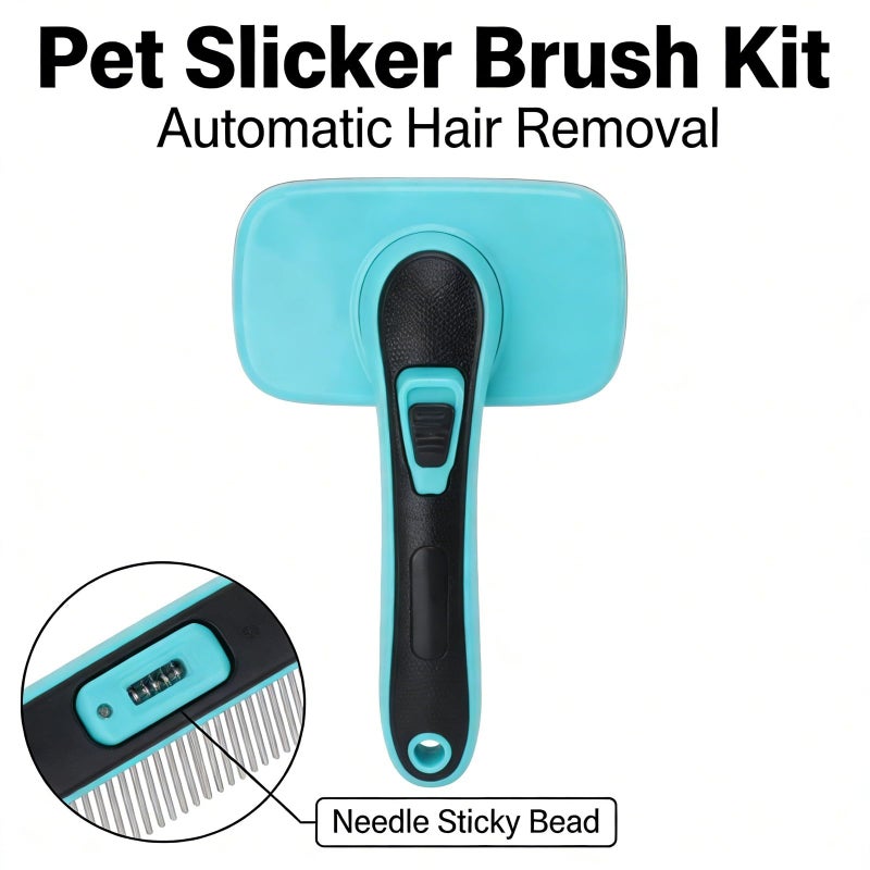 Multifunctional Pet Slicker Brush with One Button Cleaning Stainless Steel for All Dog Sizes - Image 3