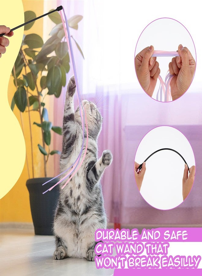 Amaxiu Cat Ribbon Wand Toys, 3pcs Interactive Cat Rainbow Wand String Toys for Indoor Cats Colorful Ribbon Charmer for Kittens Teaser Training Exerciser Playing Catcher Accessories - Image 2