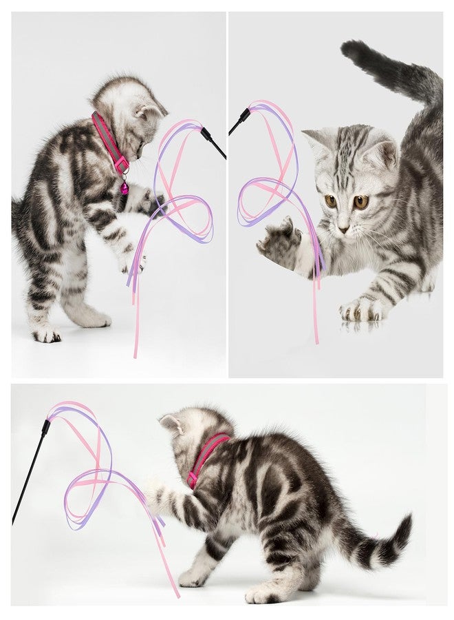 Amaxiu Cat Ribbon Wand Toys, 3pcs Interactive Cat Rainbow Wand String Toys for Indoor Cats Colorful Ribbon Charmer for Kittens Teaser Training Exerciser Playing Catcher Accessories - Image 3