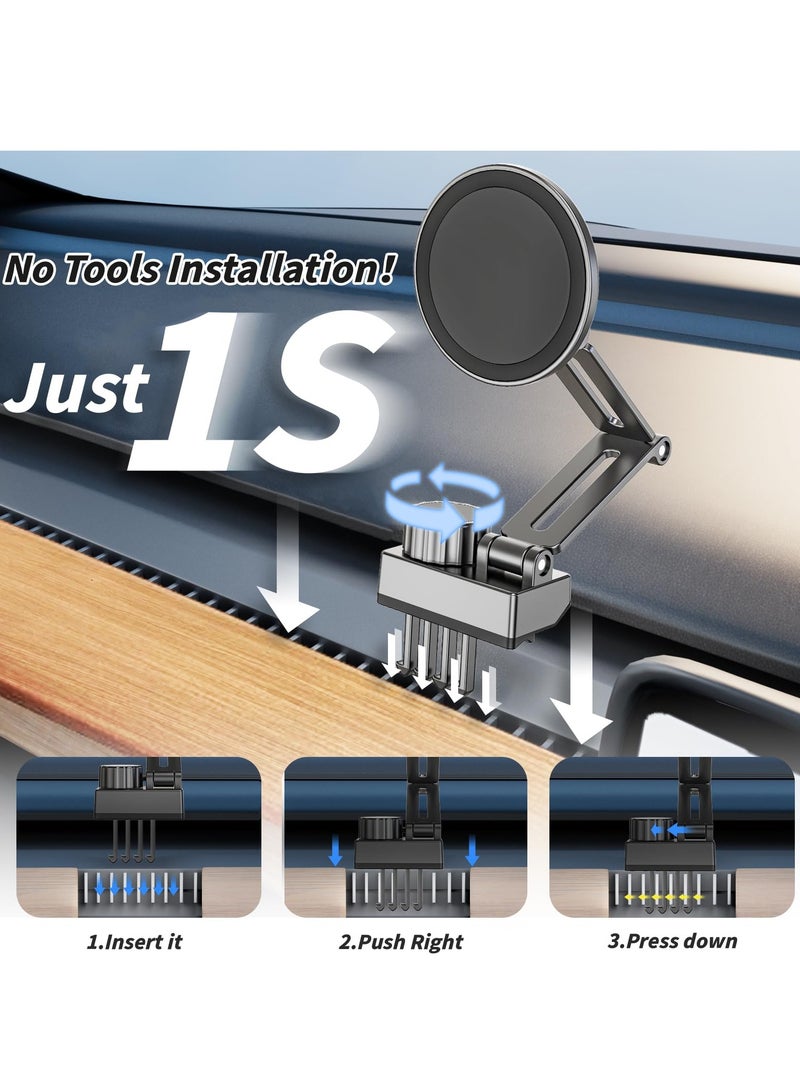 كاست ويف حامل هاتف لوضع Tesla، حامل معدني ثابت للطراز 3 والطراز Y، دوران 360 درجة، مناسب عالميًا لهاتف iPhone 12-15 MagSafe، مغناطيس N52 - Image 2