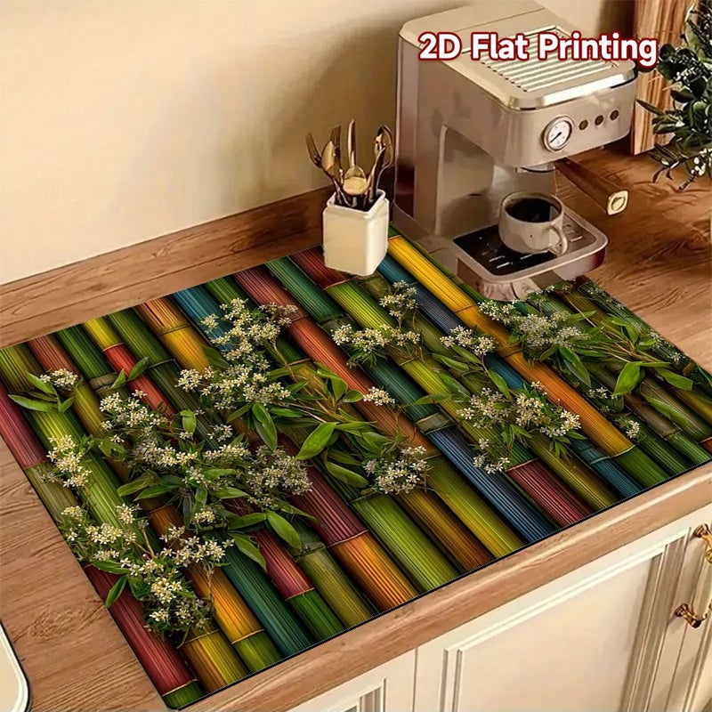 Flat Stove Mat 52x72cm Colorful Bamboo Pattern Non Slip Backing for Gas Electric Induction - Image 4