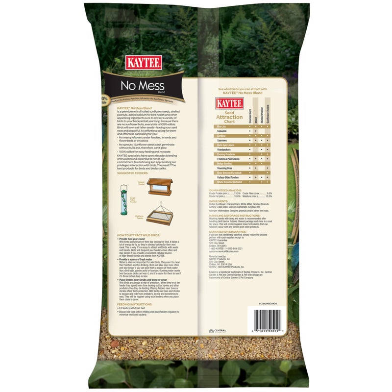 Kaytee Wild Bird (No Mess or Waste Free) Food Seed Blend For Blue Jays, Woodpeckers, Juncos, Cardinals, Grosbeaks, Sparrows, and Finches, 10 Pound, (Packaging May Vary) - Image 2