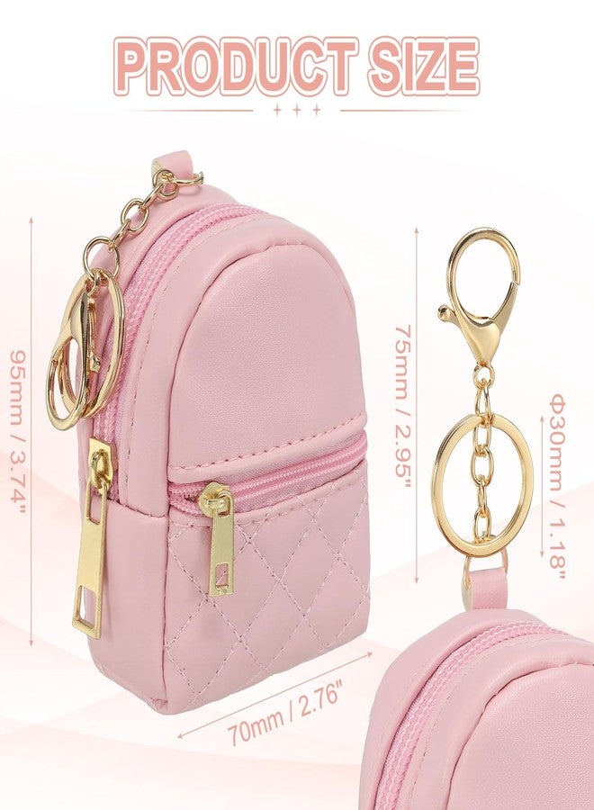 PATIKIL Mini Backpack Cute Cosmetic Bag for Women, PU Leather Creative Pendant Keychain Coin Purse for Makeup Key Card Data Cable Organizer, Dark Pink - Image 2
