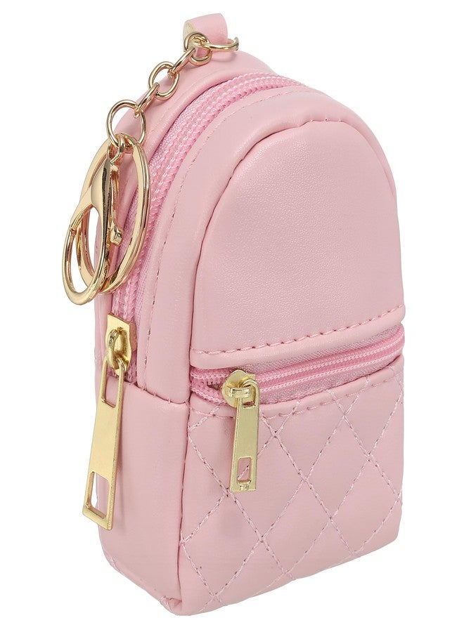 PATIKIL Mini Backpack Cute Cosmetic Bag for Women, PU Leather Creative Pendant Keychain Coin Purse for Makeup Key Card Data Cable Organizer, Dark Pink - Image 1