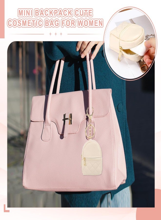 PATIKIL Mini Backpack Cute Cosmetic Bag for Women, PU Leather Creative Pendant Keychain Coin Purse for Makeup Key Card Data Cable Organizer, Dark Pink - Image 4