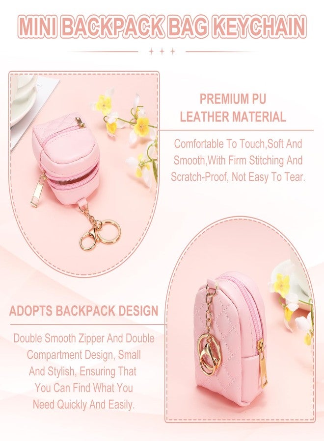 PATIKIL Mini Backpack Cute Cosmetic Bag for Women, PU Leather Creative Pendant Keychain Coin Purse for Makeup Key Card Data Cable Organizer, Dark Pink - Image 3