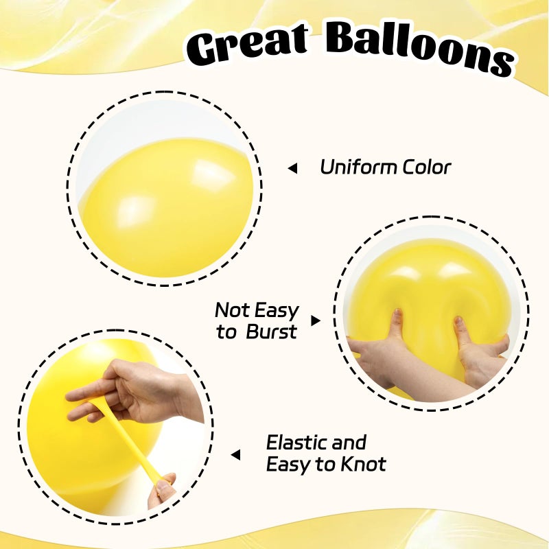 awenztech 60pcs Yellow and White Balloons 12inch with Pastel Yellow White Gold Confetti Balloons for Bee Lemon Wedding Baby Shower Birthday Party Decorations - Image 3