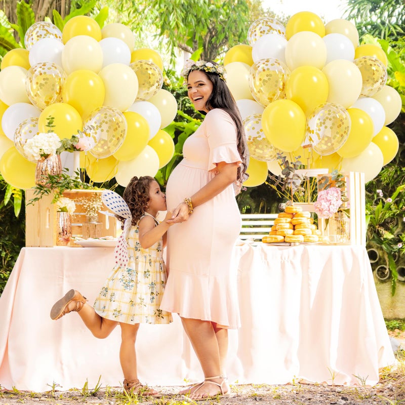 awenztech 60pcs Yellow and White Balloons 12inch with Pastel Yellow White Gold Confetti Balloons for Bee Lemon Wedding Baby Shower Birthday Party Decorations - Image 5