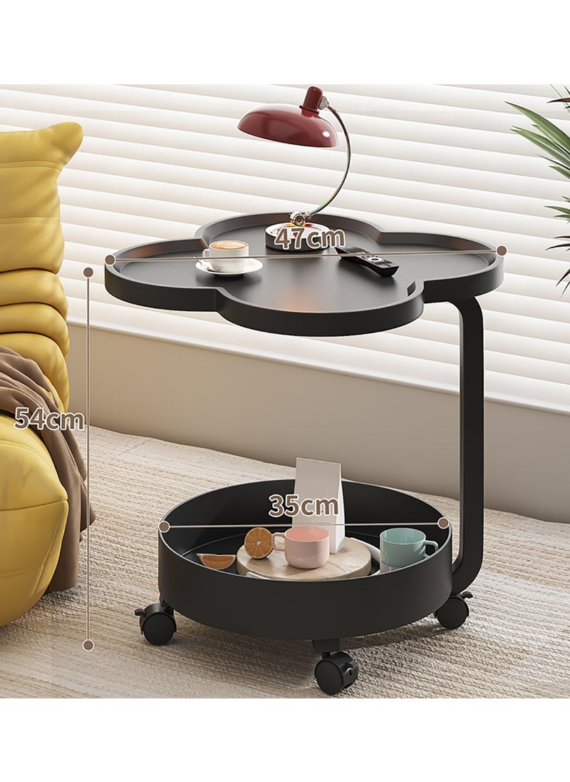 C-Shaped Sofa Side Table Sideboard End Tables with Brake Swivel Casters, Open Double Storage, Living Room Corner Table, Mini Balcony Small Tea Table, Bedroom Removable Bedside Small Table - pzsku/Z9EFAD7F095074D567697Z/45/_/1739862163/55b54f1e-a2c8-48fc-943a-44959d2c088e