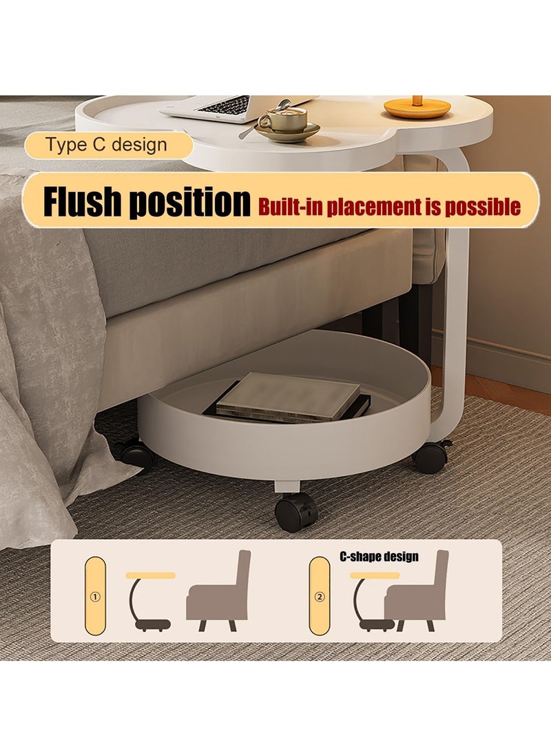 C-Shaped Sofa Side Table Sideboard End Tables with Brake Swivel Casters, Open Double Storage, Living Room Corner Table, Mini Balcony Small Tea Table, Bedroom Removable Bedside Small Table - pzsku/Z9EFAD7F095074D567697Z/45/_/1739862184/14198bcf-c118-4c38-86e4-445dcb0460d9