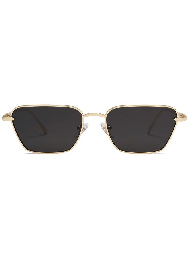 Sojos Small Rectangle Sunglasses Fashion Narrow Designer Fun Sun Glasses Sj1158 Gold Grey  - Image 1