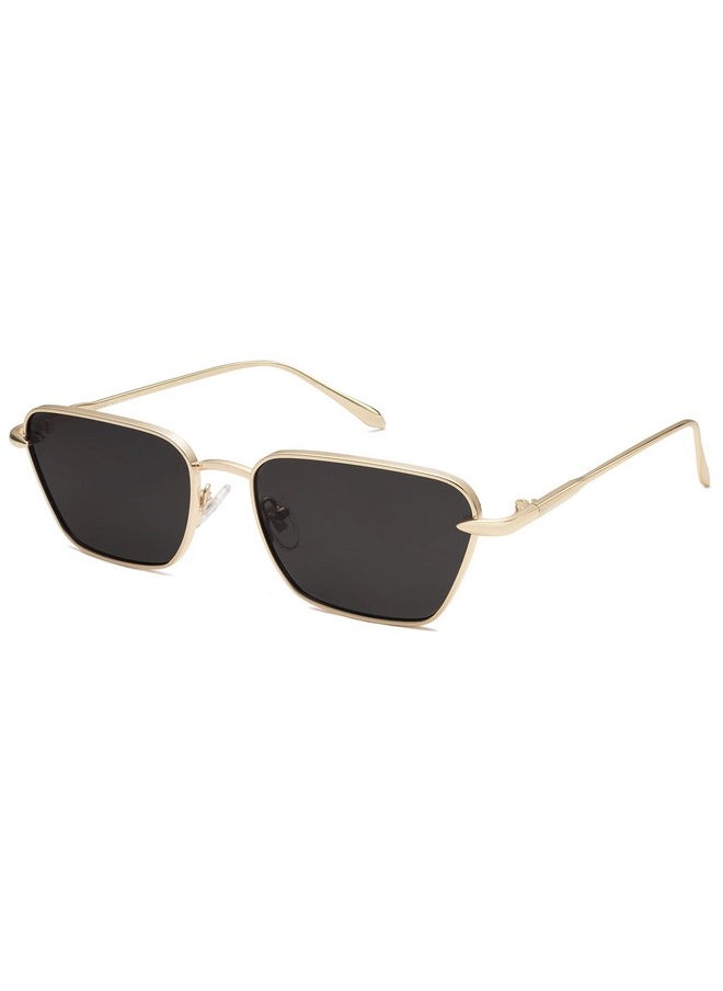 Sojos Small Rectangle Sunglasses Fashion Narrow Designer Fun Sun Glasses Sj1158 Gold Grey  - Image 2