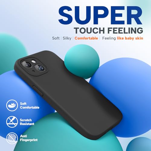 Miracase Compatible with iPhone 15 Case, [Soft Anti-Scratch Microfiber Lining], Liquid Silicone Case Gel Rubber Shockproof Drop Protection Phone Case for iPhone 15 (Black) - Image 2