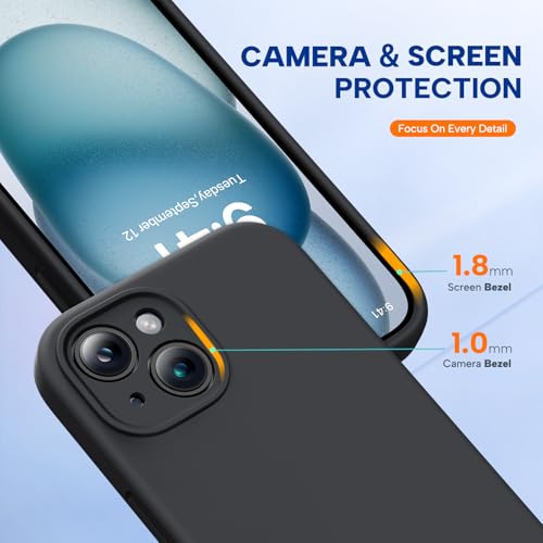 Miracase Compatible with iPhone 15 Case, [Soft Anti-Scratch Microfiber Lining], Liquid Silicone Case Gel Rubber Shockproof Drop Protection Phone Case for iPhone 15 (Black) - Image 4