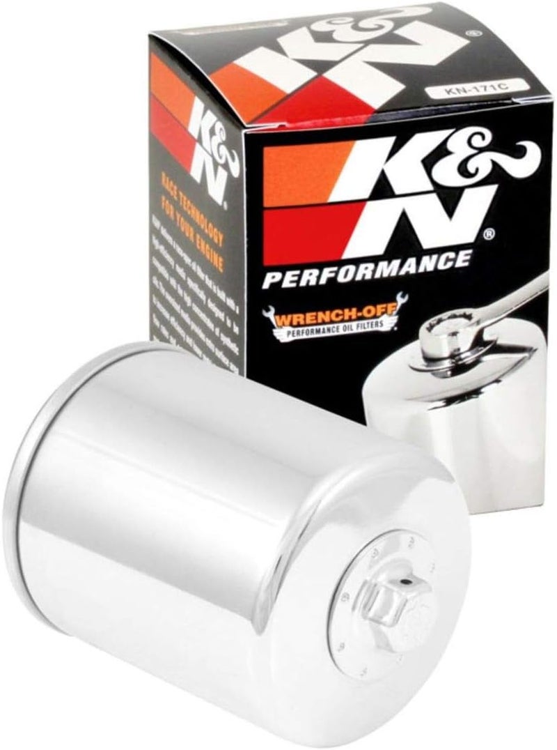 K+N Motorcycle Oil Filter: High Performance, Premium, Designed to be used with Synthetic or Conventional Oils: Fits Select Harely Davidson, Buell Motorcycles, KN-171C - Image 1