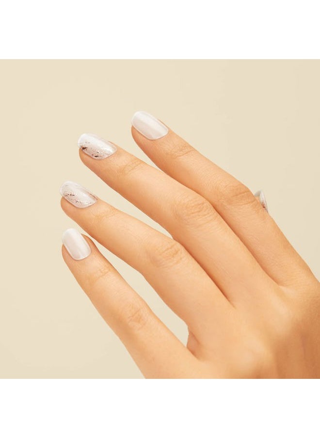 DASHING DIVA Glaze Nail Strips - Glacier Lilly | Works with Any LED Nail Lamp | Long Lasting, Chip Resistant, Semicured Gel Nail Strips | 34 Salon Quality White Gel Nails, 1 Prep Pad, 1 Nail File  - Image 4