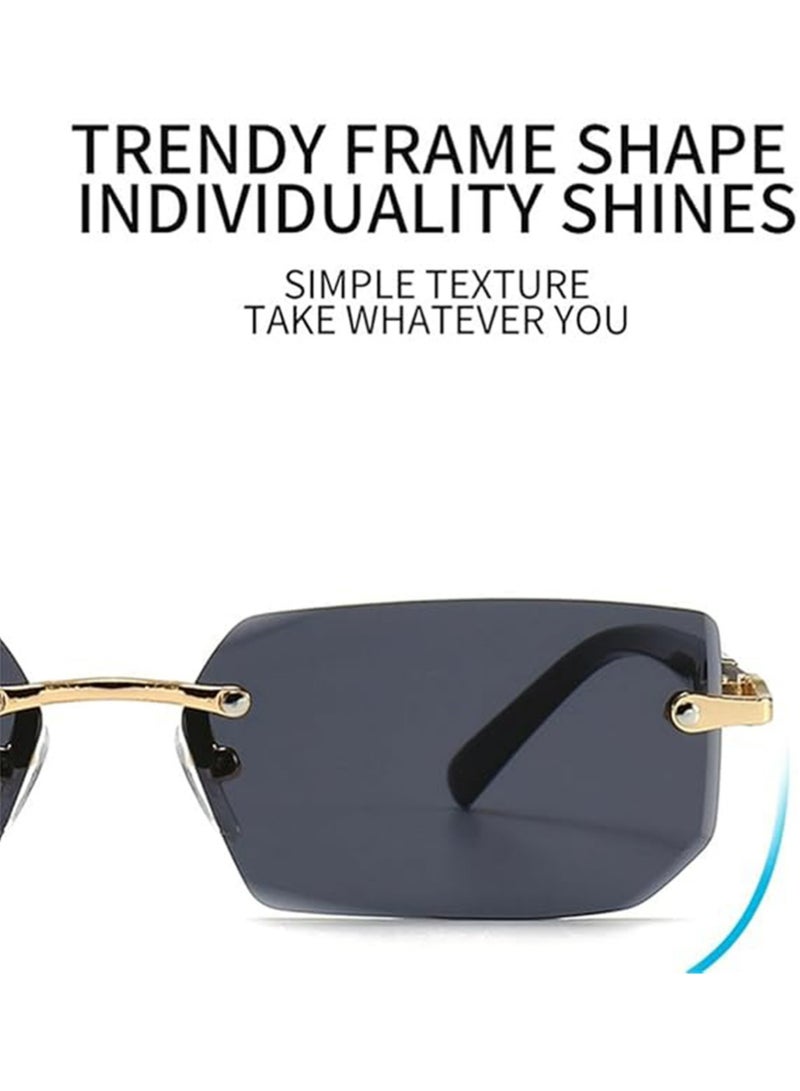 YOUGE 3Pcs New Rimless Fashion Trend Sunglasses Personalized Sunglasses UV Protection Unisex - Image 3