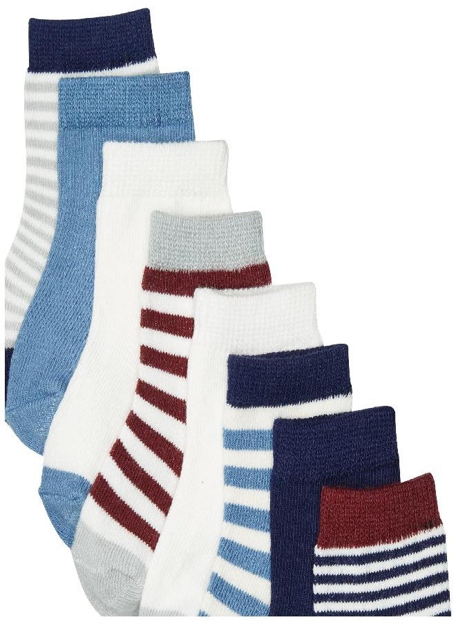 Touched by Nature - Touched by Nature Baby Organic Cotton Socks, Burgundy Navy, 0-6 Months - Image 1