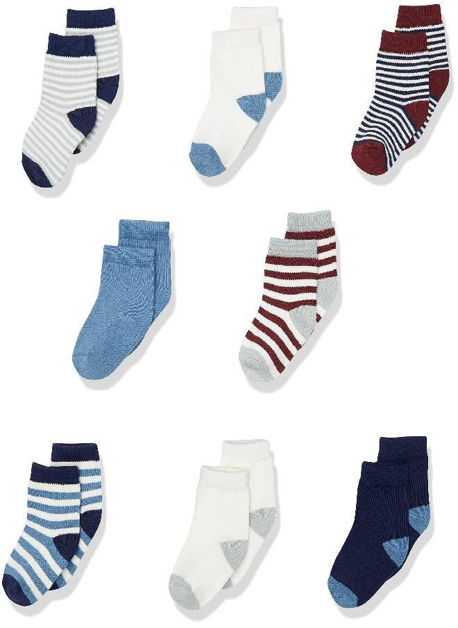 Touched by Nature - Touched by Nature Baby Organic Cotton Socks, Burgundy Navy, 0-6 Months - Image 1