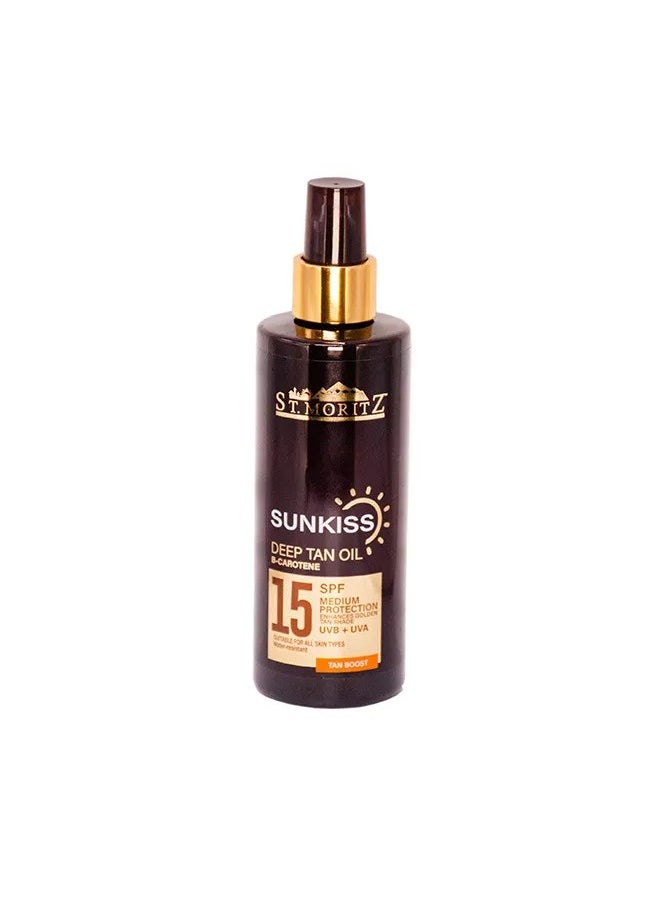 ST MORITZ St. Moritz Sun Kiss Deep Tan Oil SPF 15 | 250ml | Sun Protection with Beta-Carotene | Tan Boost Formula  - Image 2