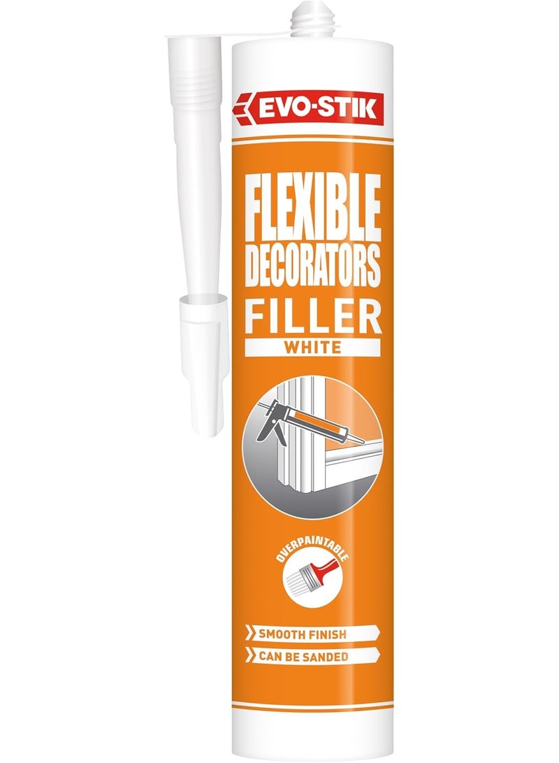 Evo-Stik Decorator's Flexible Acrylic Filler - White (C20) - Premium Quality Paintable Filler for Cracks & Gaps in Walls, Ceilings, Wood & Plaster - Low Shrinkage, for Interior & Exterior Repair