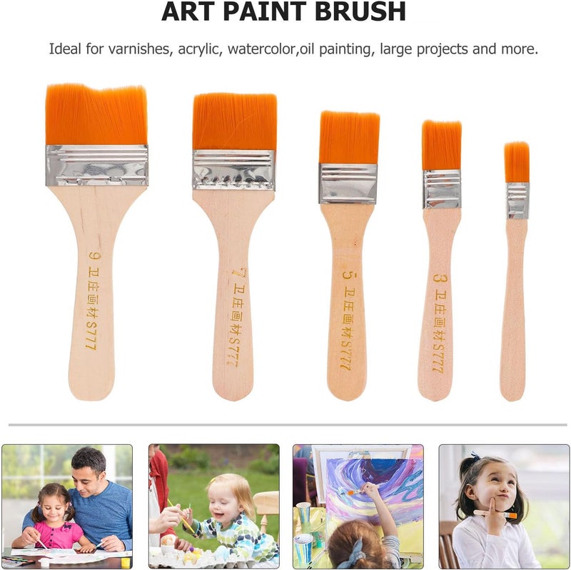 50pcs Nylon Flat Paint Brushes Set with Wooden Handles, Professional Oil Painting Brushes for Artists, Craft Art Supplies for Canvas and Gesso Painting - Image 3