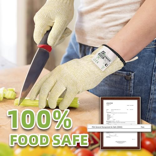 Schwer SlicePro ANSI A9 Cut Resistant Gloves, Food Grade Cutting Gloves for Kitchen Food Prep, Mandoline Gloves for Meat Cutting, Oyster Shucking, Fish Fillet Processing, PR1501, S - Image 4