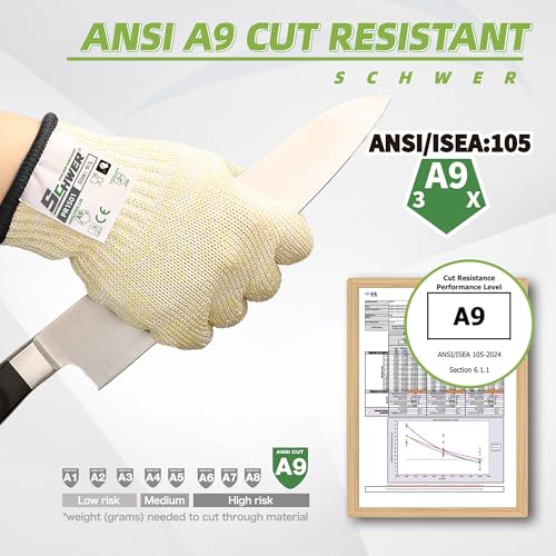 Schwer SlicePro ANSI A9 Cut Resistant Gloves, Food Grade Cutting Gloves for Kitchen Food Prep, Mandoline Gloves for Meat Cutting, Oyster Shucking, Fish Fillet Processing, PR1501, S - Image 2