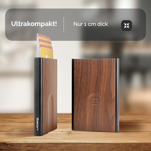 ÖGON -DESIGNS- ÖGON -تصاميم- حامل بطاقات أوتوماتيكي من الألمنيوم، حماية RFID ضد الاحتيال وإزالة المغناطيسية، محفظة نحيفة وعصرية للرجال والنساء، نموذج منزلق - Image 4