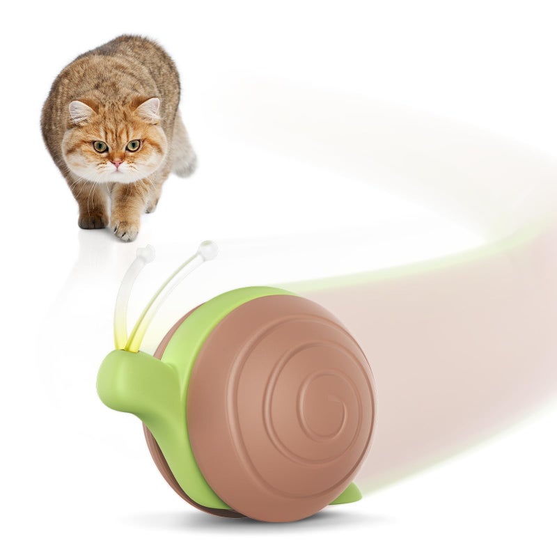 Cheerble Interactive Cat Toy for Indoor Cats Wicked Snail Kitten Toys Automatic Cat Toys with LED Lights Rechargeable Moving Toys for Cats Smart Stimulating Electric Pet Toy Brown - Image 2