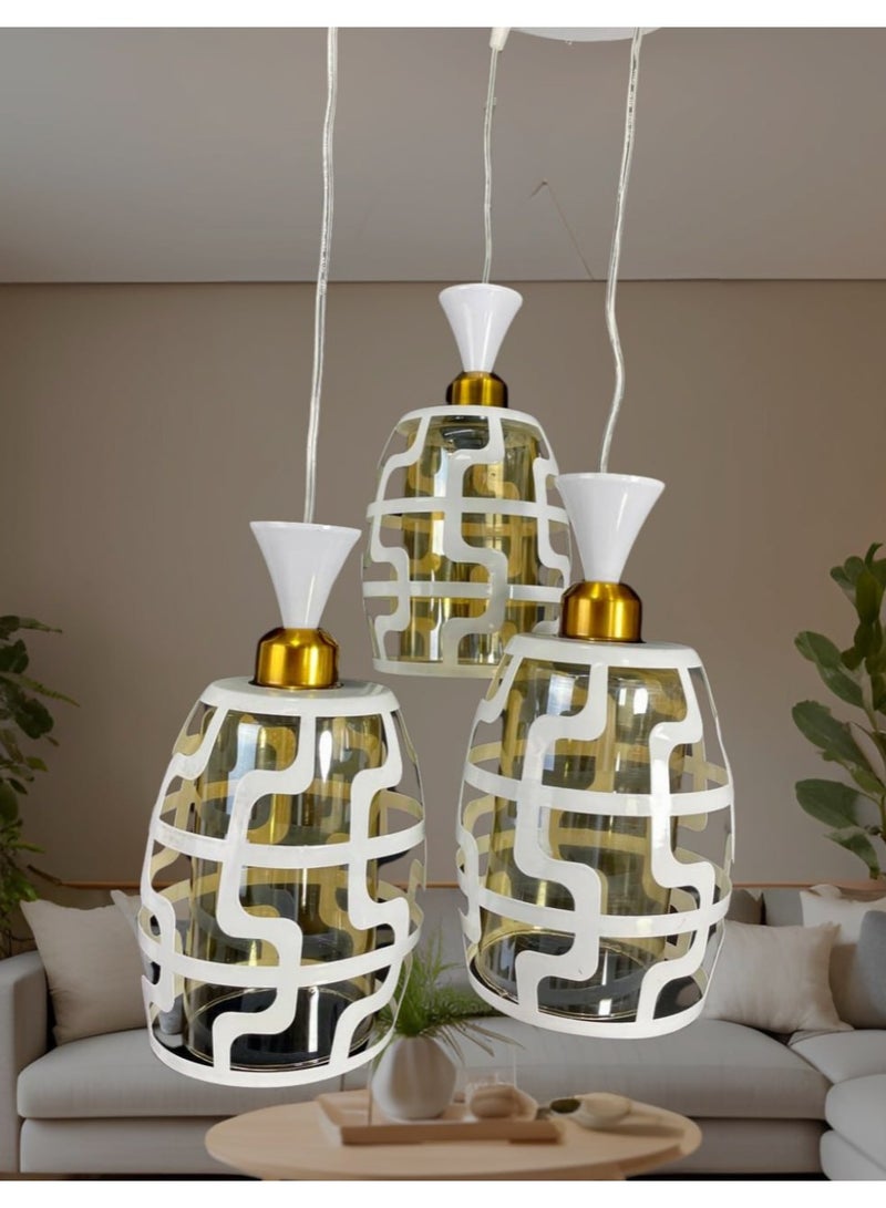 دلاية ثلاثي مودرن لون ابيض 3 لمبة من زيدان سنتر كود 108