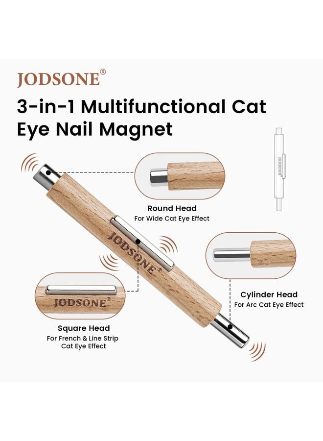 JODSONE 3-in-1 Cat Eye Magnet for Nails, Cylindrical & Square Magnet Nail Art Tool, Strong Magnets for Cat Eye Gel Polish Design DIY - Image 2
