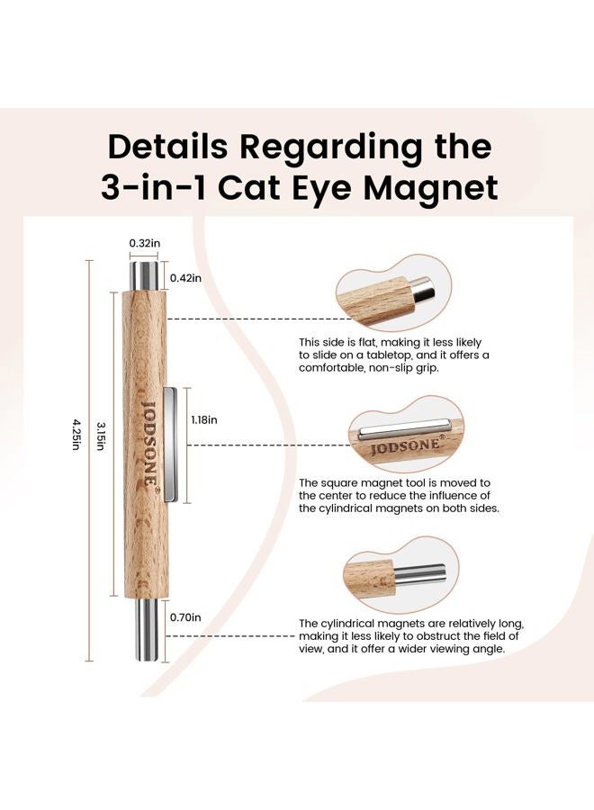 JODSONE 3-in-1 Cat Eye Magnet for Nails, Cylindrical & Square Magnet Nail Art Tool, Strong Magnets for Cat Eye Gel Polish Design DIY - Image 5